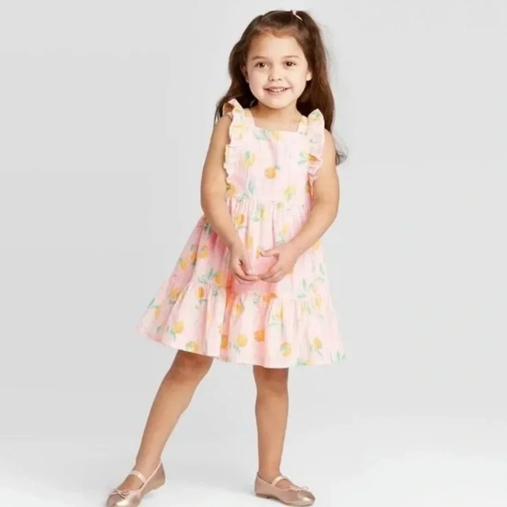 Oshkosh B'gosh Lemon Print Flutter Sleeve Lemon Dress 4T